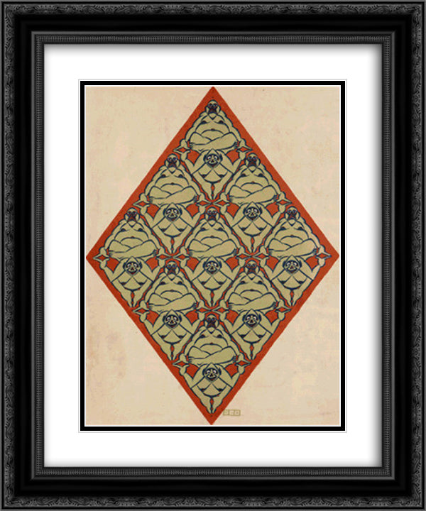 Plane Filling Motif with Human Figures 20x24 Black Ornate Wood Framed Art Print Poster with Double Matting by Escher, M.C.