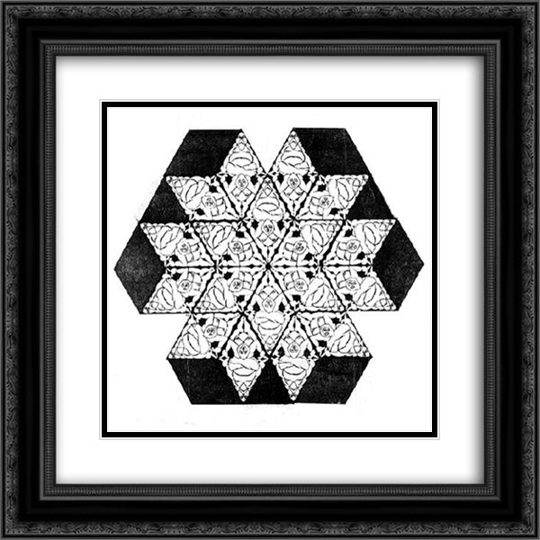 Plane - Filling Motif with Human Motifs 20x20 Black Ornate Wood Framed Art Print Poster with Double Matting by Escher, M.C.