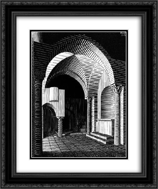 Porta Maria Dell' Ospidale 20x24 Black Ornate Wood Framed Art Print Poster with Double Matting by Escher, M.C.