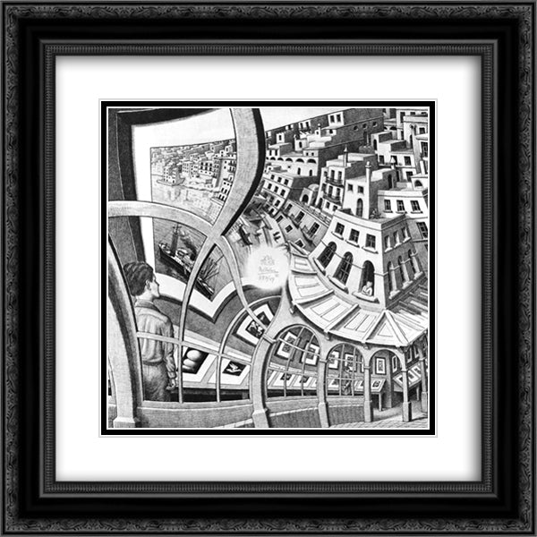 Print Gallery 20x20 Black Ornate Wood Framed Art Print Poster with Double Matting by Escher, M.C.