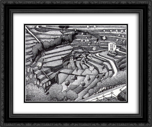 Ravello II 24x20 Black Ornate Wood Framed Art Print Poster with Double Matting by Escher, M.C.