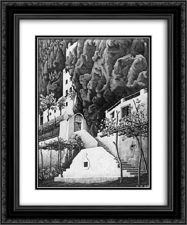 San Cosimo, Ravello 20x24 Black Ornate Wood Framed Art Print Poster with Double Matting by Escher, M.C.