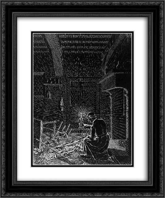 Scholastica (Bad Dream) 20x24 Black Ornate Wood Framed Art Print Poster with Double Matting by Escher, M.C.