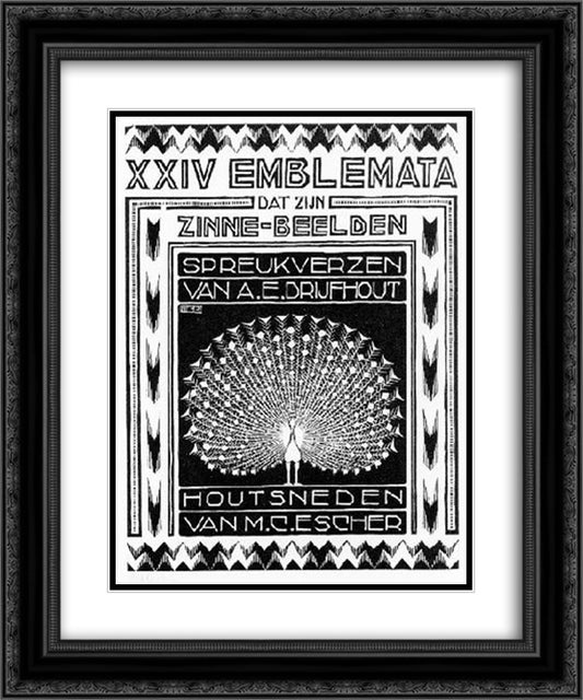 Second title - page 20x24 Black Ornate Wood Framed Art Print Poster with Double Matting by Escher, M.C.