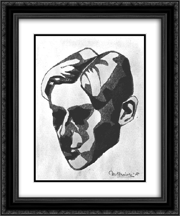 Self Portrait 20x24 Black Ornate Wood Framed Art Print Poster with Double Matting by Escher, M.C.