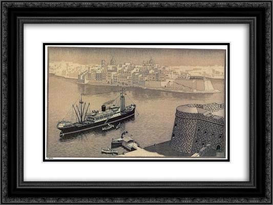 Sengela, Malta 24x18 Black Ornate Wood Framed Art Print Poster with Double Matting by Escher, M.C.