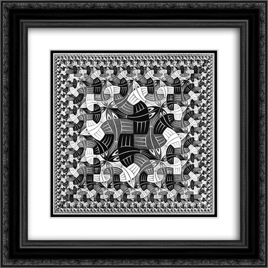 Square Limit 20x20 Black Ornate Wood Framed Art Print Poster with Double Matting by Escher, M.C.