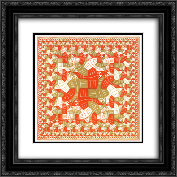 Square Limit Colour 20x20 Black Ornate Wood Framed Art Print Poster with Double Matting by Escher, M.C.