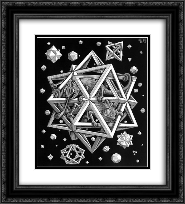 Stars 20x22 Black Ornate Wood Framed Art Print Poster with Double Matting by Escher, M.C.