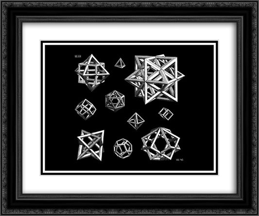 Study for Stars 24x20 Black Ornate Wood Framed Art Print Poster with Double Matting by Escher, M.C.