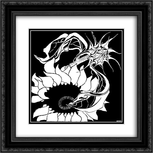 Sunflowers 20x20 Black Ornate Wood Framed Art Print Poster with Double Matting by Escher, M.C.