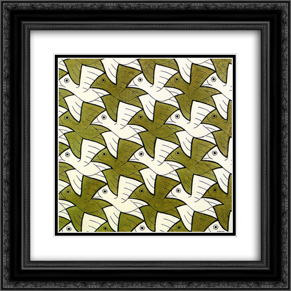 Symmetry Watercolor 106 Bird 20x20 Black Ornate Wood Framed Art Print Poster with Double Matting by Escher, M.C.