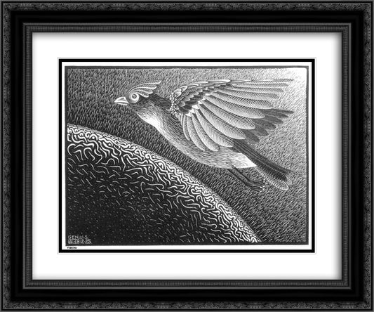 The 1st Day of the Creation 24x20 Black Ornate Wood Framed Art Print Poster with Double Matting by Escher, M.C.