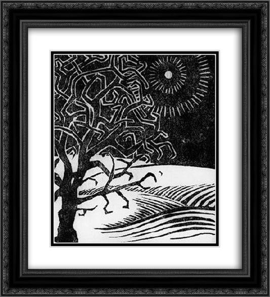 The Borger Oak 20x22 Black Ornate Wood Framed Art Print Poster with Double Matting by Escher, M.C.