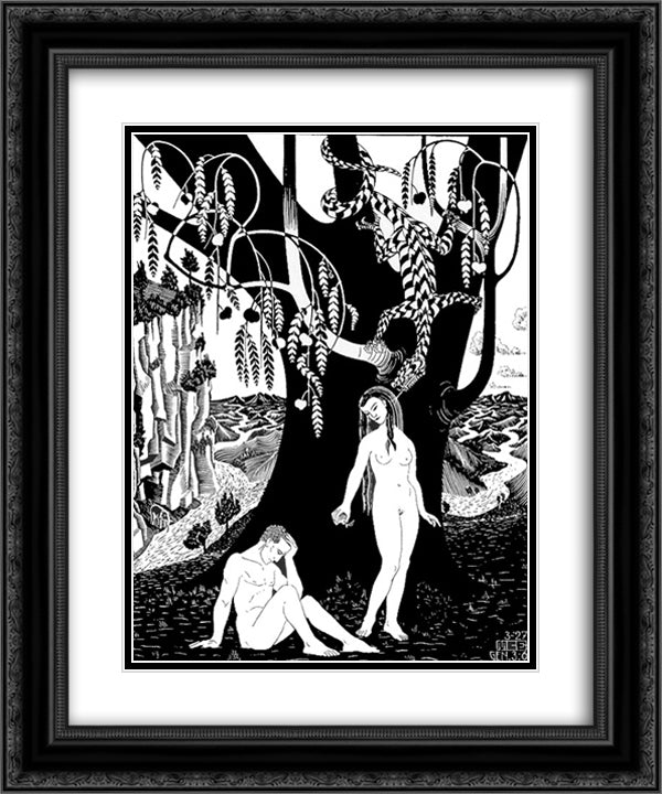 The Fall of Man 20x24 Black Ornate Wood Framed Art Print Poster with Double Matting by Escher, M.C.