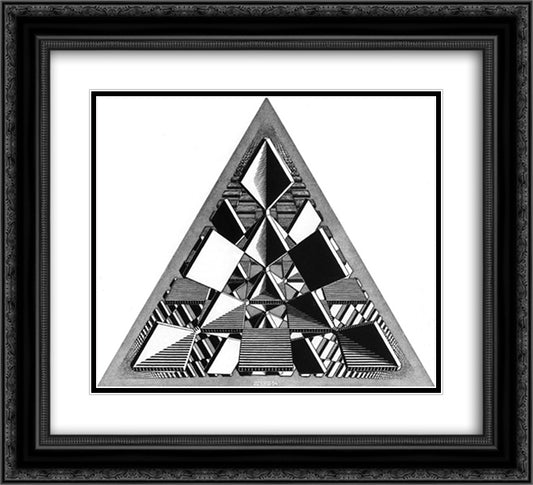 Three Intersecting Planes 22x20 Black Ornate Wood Framed Art Print Poster with Double Matting by Escher, M.C.