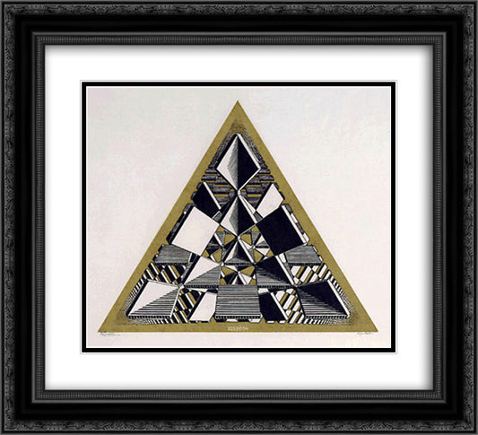 Three Intersecting Planes Colour 22x20 Black Ornate Wood Framed Art Print Poster with Double Matting by Escher, M.C.