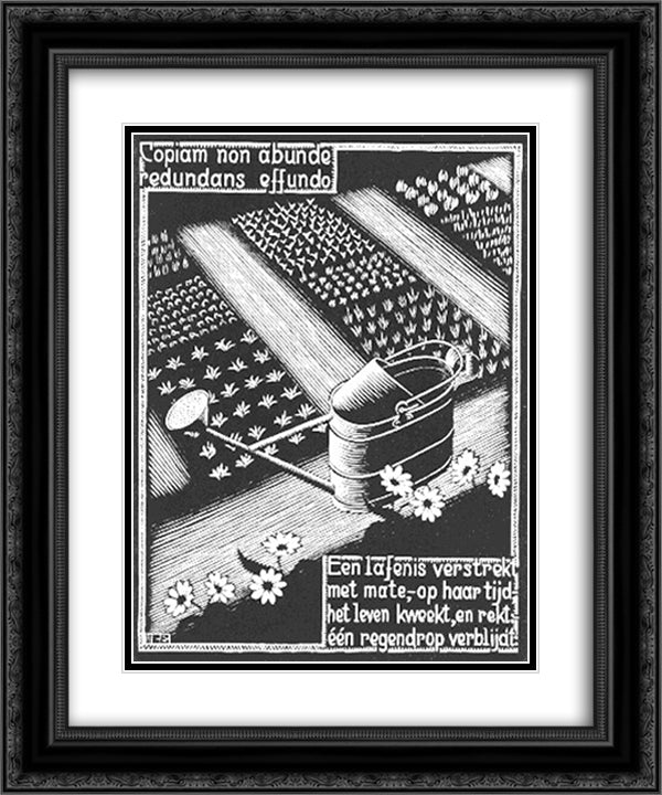 Wateringcan 20x24 Black Ornate Wood Framed Art Print Poster with Double Matting by Escher, M.C.