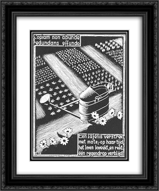 Wateringcan 20x24 Black Ornate Wood Framed Art Print Poster with Double Matting by Escher, M.C.