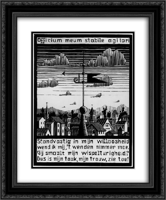 Weather Vane 20x24 Black Ornate Wood Framed Art Print Poster with Double Matting by Escher, M.C.