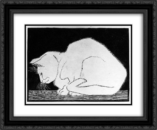 White Cat II 24x20 Black Ornate Wood Framed Art Print Poster with Double Matting by Escher, M.C.