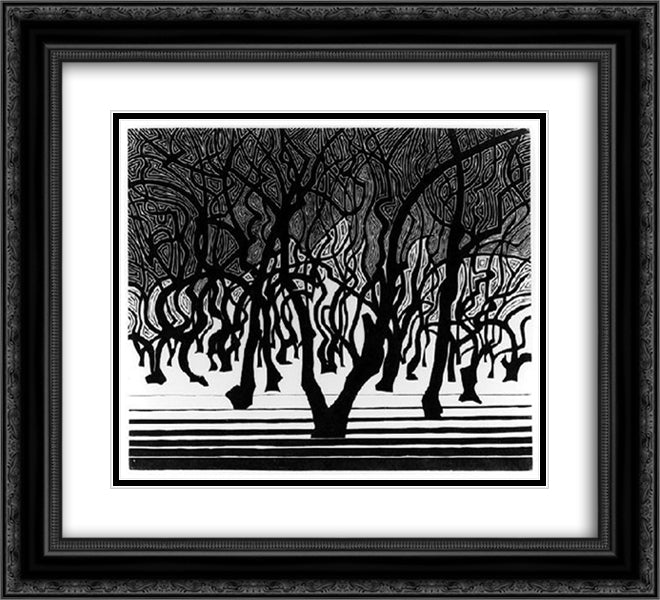 Wood near Menton 22x20 Black Ornate Wood Framed Art Print Poster with Double Matting by Escher, M.C.