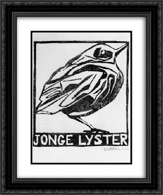 Young Thrush 20x24 Black Ornate Wood Framed Art Print Poster with Double Matting by Escher, M.C.