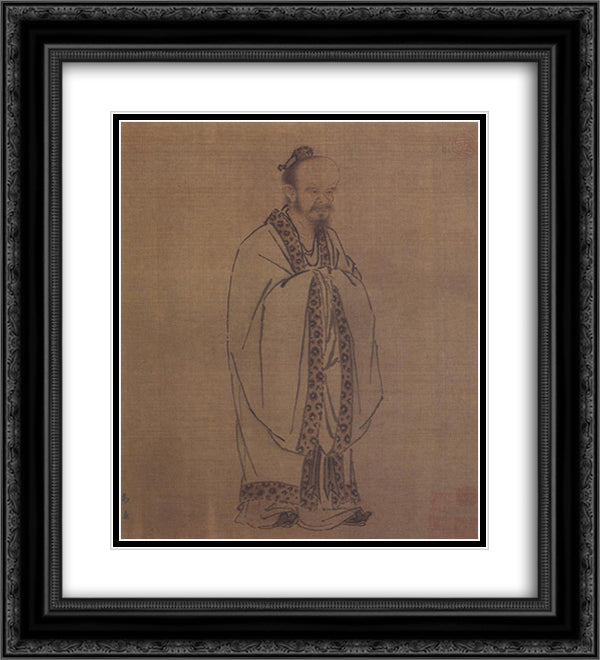 Confucius 20x22 Black Ornate Wood Framed Art Print Poster with Double Matting by Ma Yuan