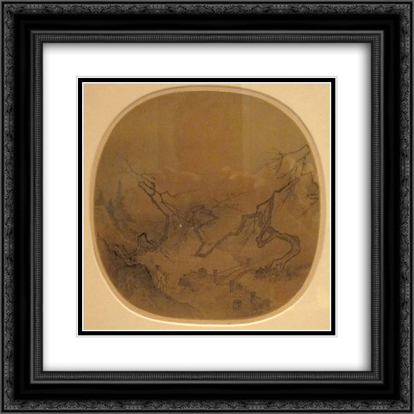 Gentleman in a Garden (traditionally attributed to Ma Yuan) 20x20 Black Ornate Wood Framed Art Print Poster with Double Matting by Ma Yuan