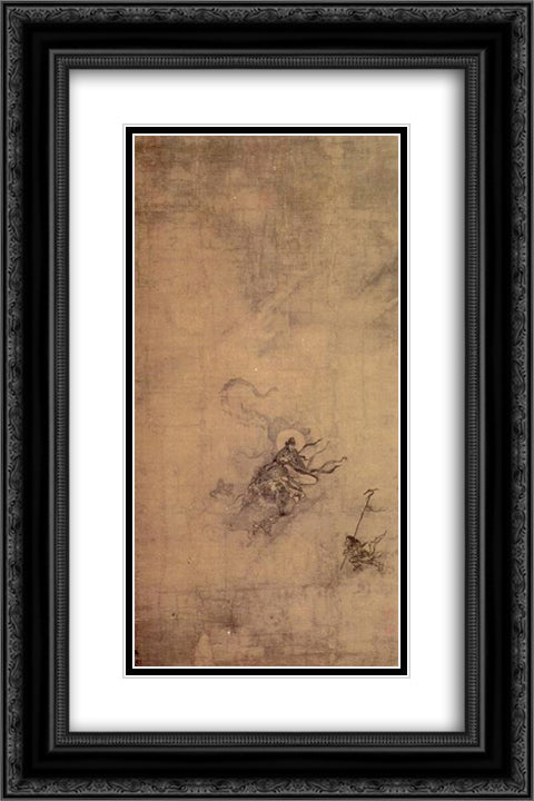 Immortal Riding a Dragon 16x24 Black Ornate Wood Framed Art Print Poster with Double Matting by Ma Yuan