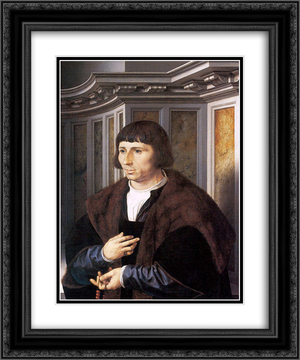A Man with a Rosary 20x24 Black Ornate Wood Framed Art Print Poster with Double Matting by Mabuse