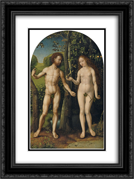 Adam and Eve 18x24 Black Ornate Wood Framed Art Print Poster with Double Matting by Mabuse