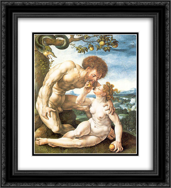 Adam and Eve 20x22 Black Ornate Wood Framed Art Print Poster with Double Matting by Mabuse