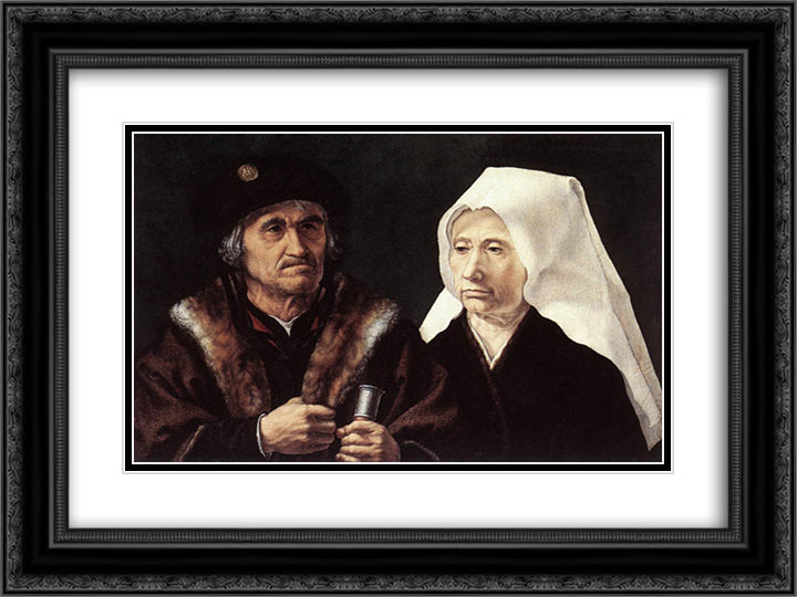 An Elderly Couple 24x18 Black Ornate Wood Framed Art Print Poster with Double Matting by Mabuse