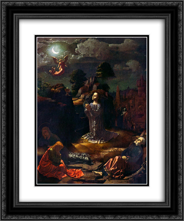 Christ on the Mount of Olives 20x24 Black Ornate Wood Framed Art Print Poster with Double Matting by Mabuse