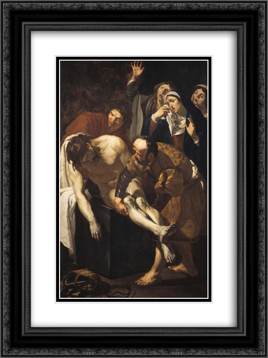 Descent from the cross 18x24 Black Ornate Wood Framed Art Print Poster with Double Matting by Mabuse