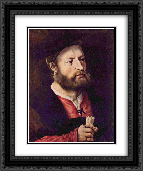 Portrait of a Man 20x24 Black Ornate Wood Framed Art Print Poster with Double Matting by Mabuse