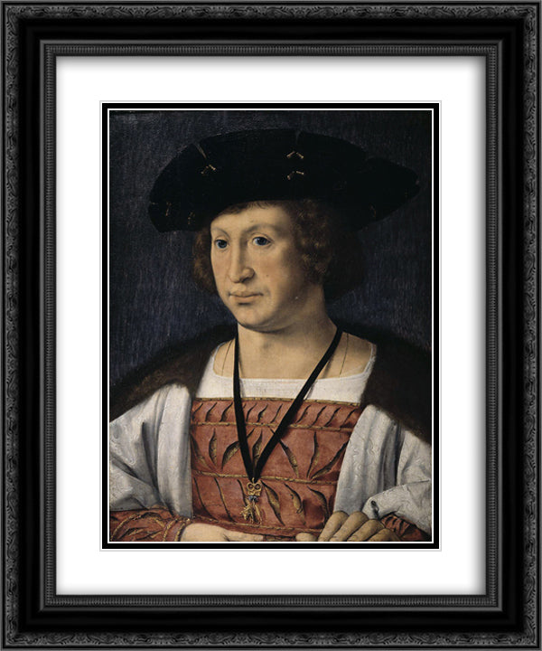 Portrait of Floris van Egmond 20x24 Black Ornate Wood Framed Art Print Poster with Double Matting by Mabuse