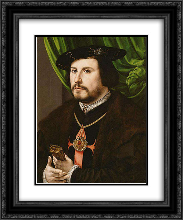 Portrait of Francisco de los Cobos 20x24 Black Ornate Wood Framed Art Print Poster with Double Matting by Mabuse