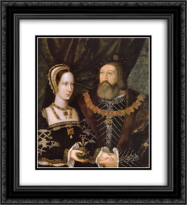 Princess Mary Tudor and Charles Brandon, duke of Suffolk 20x22 Black Ornate Wood Framed Art Print Poster with Double Matting by Mabuse