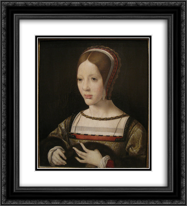 Queen Eleanor of Austria 20x22 Black Ornate Wood Framed Art Print Poster with Double Matting by Mabuse