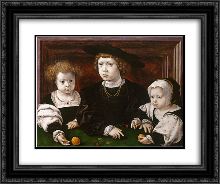 The children of King Christian II of Denmark, Norway and Sweden 24x20 Black Ornate Wood Framed Art Print Poster with Double Matting by Mabuse