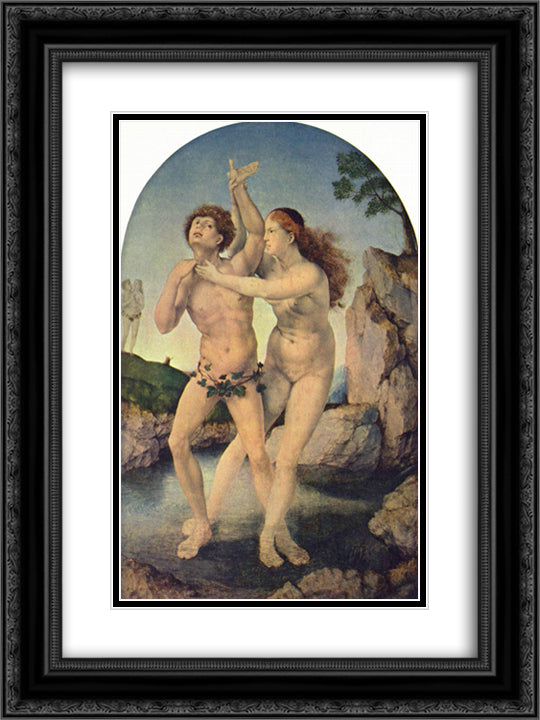 The metamorphosis of Hermaphrodite and Salmacis 18x24 Black Ornate Wood Framed Art Print Poster with Double Matting by Mabuse
