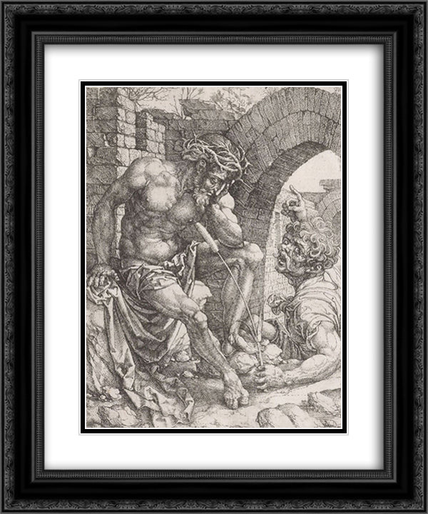 The Mocking of Christ (The man of sorrows) 20x24 Black Ornate Wood Framed Art Print Poster with Double Matting by Mabuse