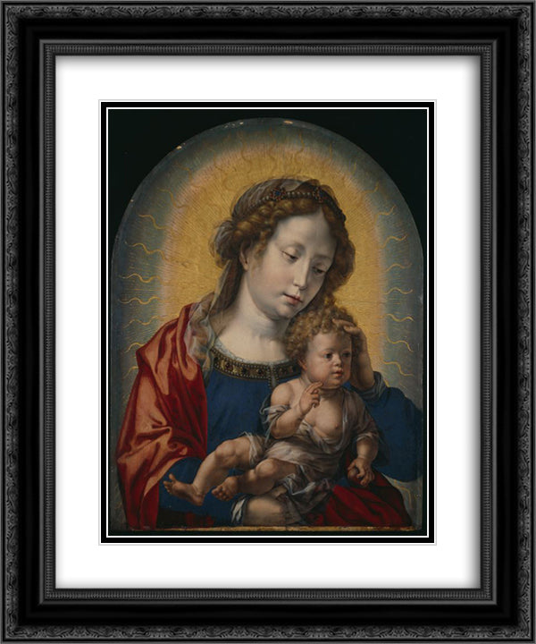 Virgin and Child 20x24 Black Ornate Wood Framed Art Print Poster with Double Matting by Mabuse