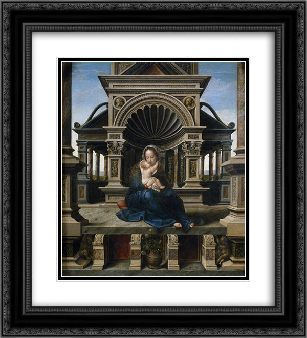 Virgin of Louvain 20x22 Black Ornate Wood Framed Art Print Poster with Double Matting by Mabuse