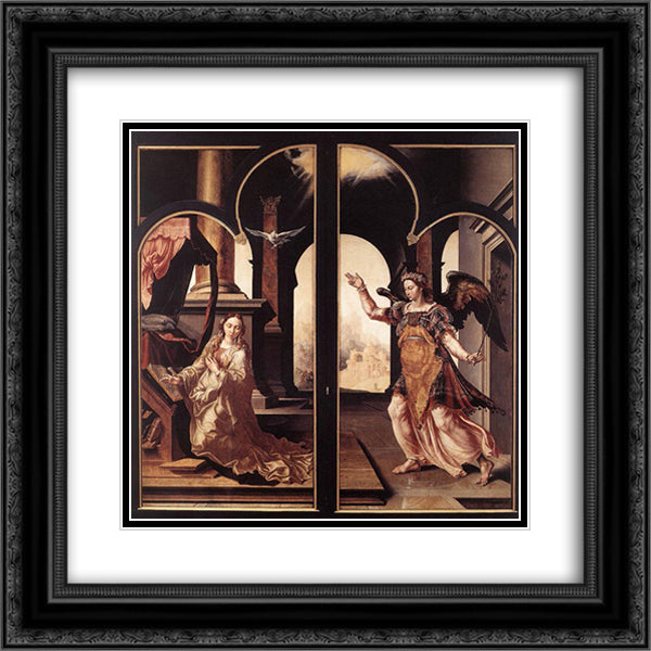 Annunciation 20x20 Black Ornate Wood Framed Art Print Poster with Double Matting by van Heemskerck, Maerten