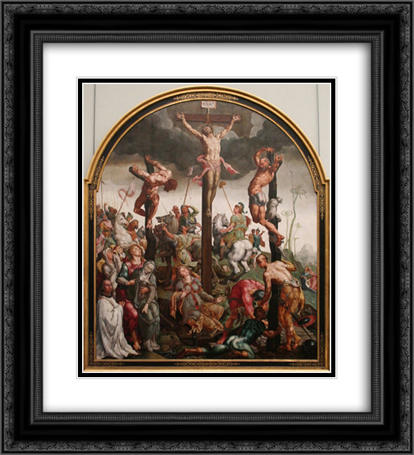 Calvary 20x22 Black Ornate Wood Framed Art Print Poster with Double Matting by van Heemskerck, Maerten