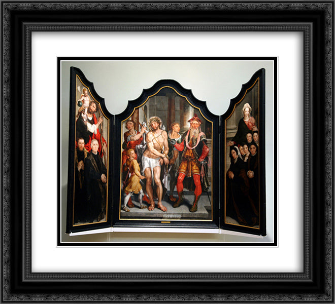 Ecce Homo 22x20 Black Ornate Wood Framed Art Print Poster with Double Matting by van Heemskerck, Maerten