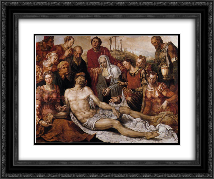 Lamentation on the Dead Christ 24x20 Black Ornate Wood Framed Art Print Poster with Double Matting by van Heemskerck, Maerten